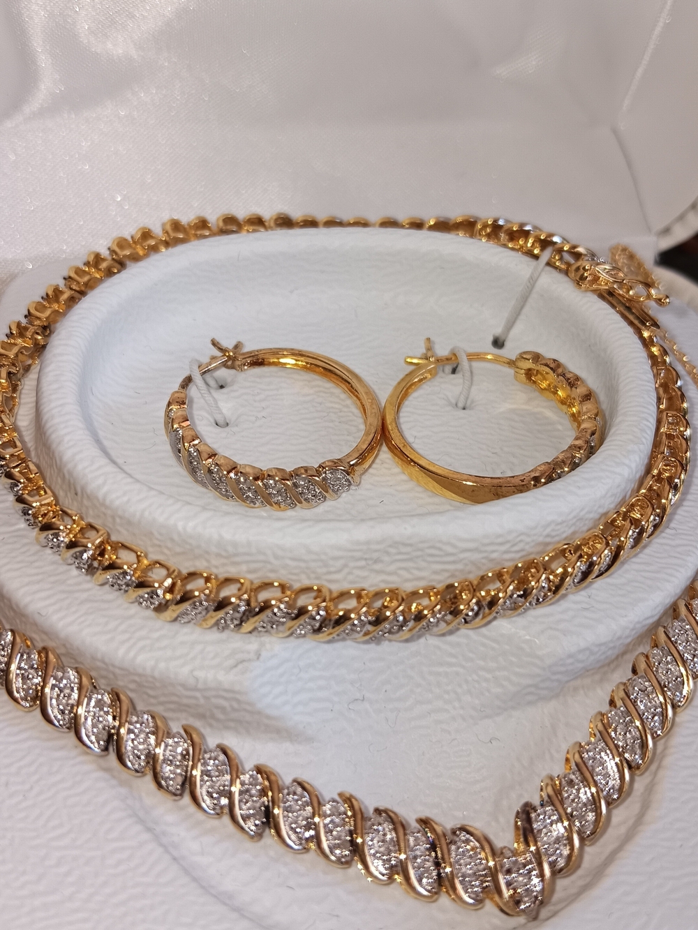 14k Gold Over Sterling Silver With 1/4c Diamonds Jewelry Set